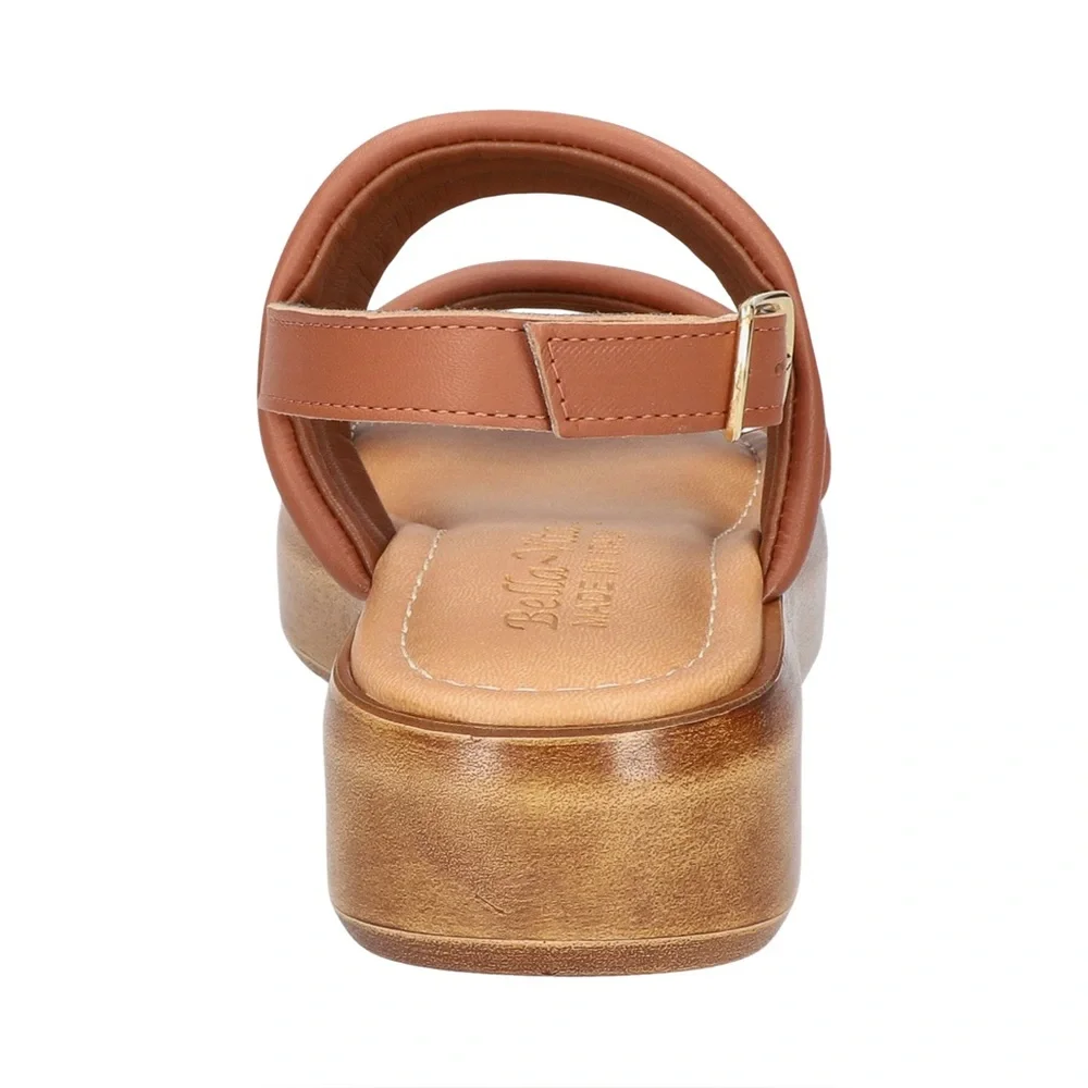 New Bella Vita Ode Italy Womens Whiskey Leather Puffy Platform Sandal Size 9.5